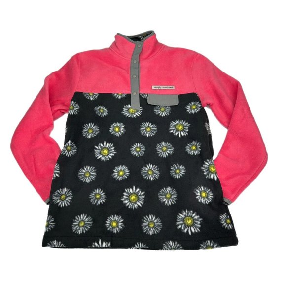 Simply Southern Jacket Women S, M, L, XL, 2XL Fleece Pullover Daisy Pink Pockets - Picture 1 of 16